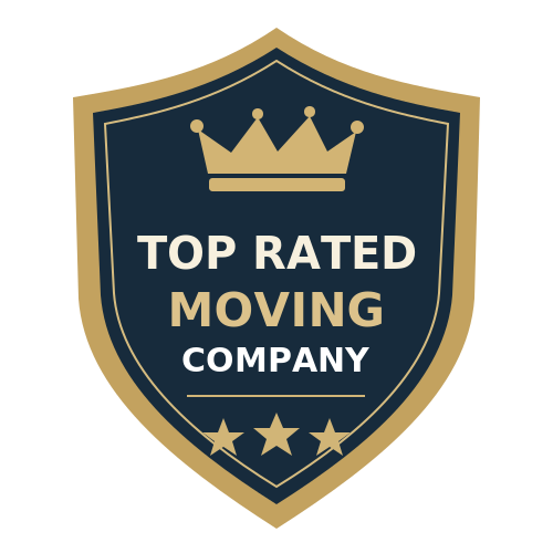 Top Rated Moving Company badge with a gold crown